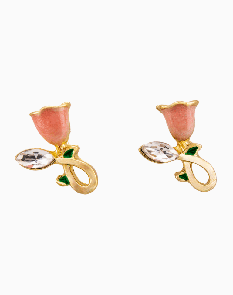 `Shooka Pink Rosebud Stud Earrings
