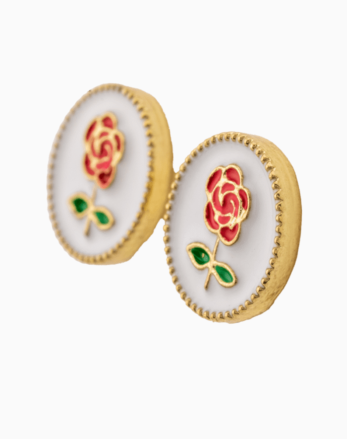 `Vintage Rose Enamel Stud Earrings