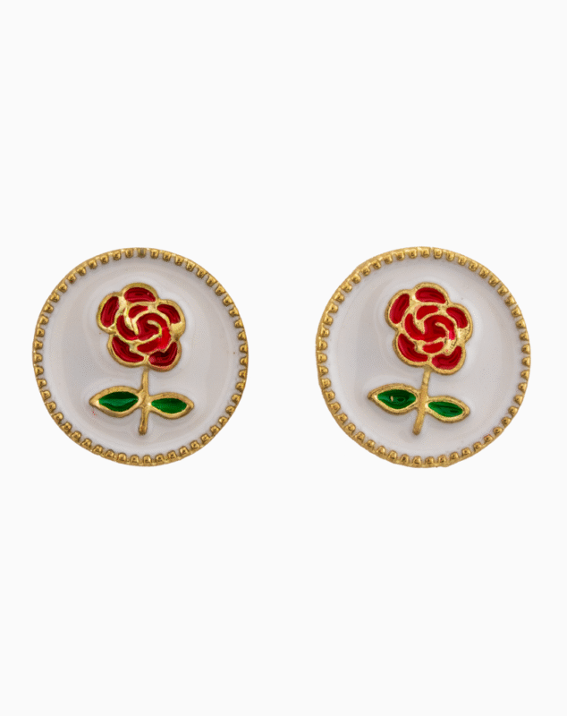 `Vintage Rose Enamel Stud Earrings