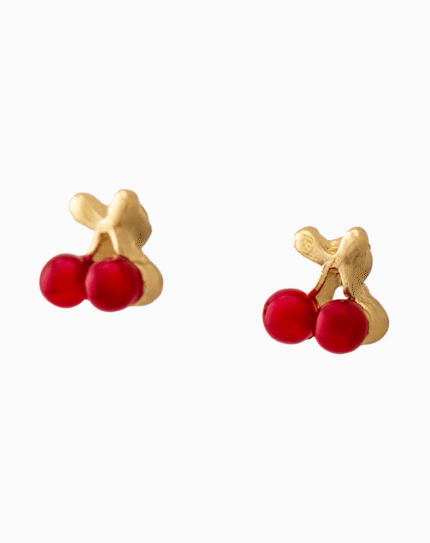 `Cute Red Cherry Stud Earrings
