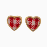 `Embroidered Heart Stud Earrings