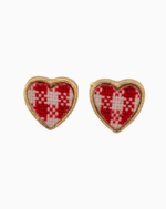 `Embroidered Heart Stud Earrings