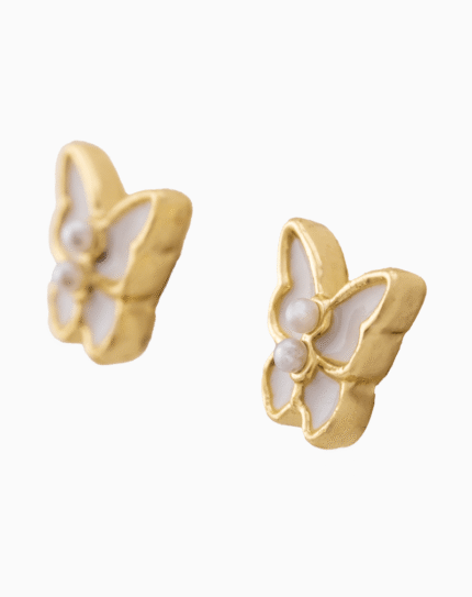 `Mother of Pearl Butterfly Stud Earrings