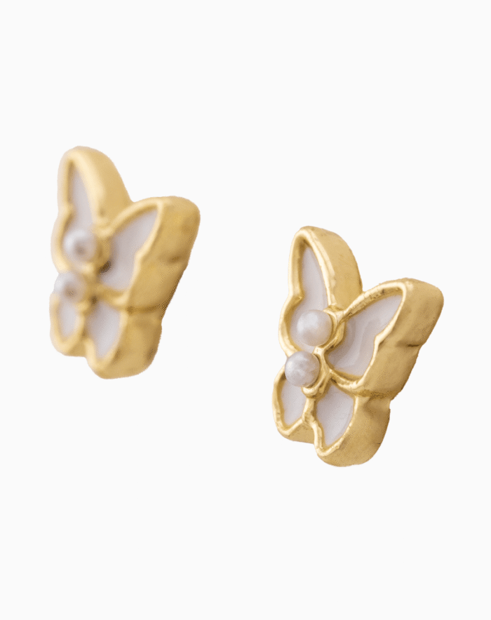 `Mother of Pearl Butterfly Stud Earrings