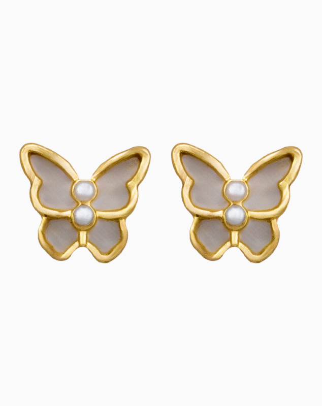 `Mother of Pearl Butterfly Stud Earrings