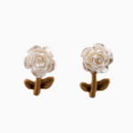 `Vintage White Rose Stud Earrings