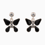 `Shooka Black Crystal Butterfly Dangle Earrings