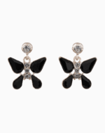 `Shooka Black Crystal Butterfly Dangle Earrings