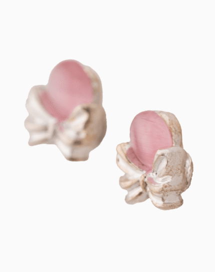 `Shooka Mini Bow Stud Earrings with Pink Cat’s Eye Stone