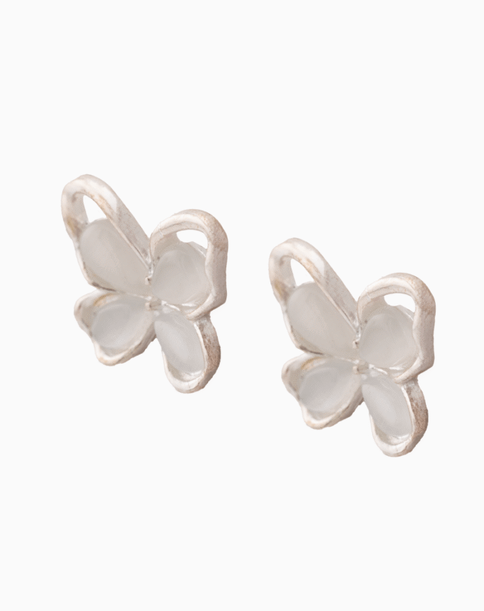 `Shooka Matte Silver Butterfly Stud Earrings