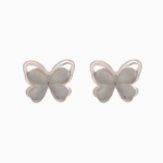 `Shooka Matte Silver Butterfly Stud Earrings