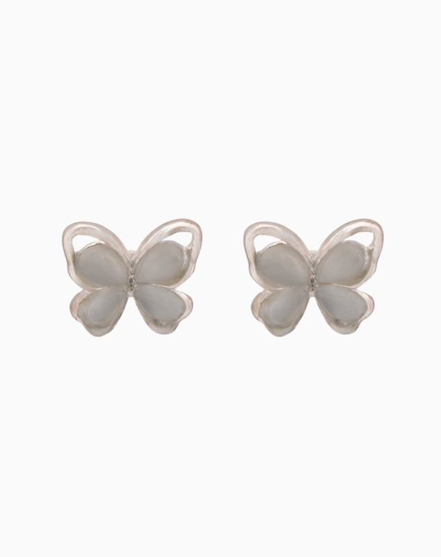 `Shooka Matte Silver Butterfly Stud Earrings