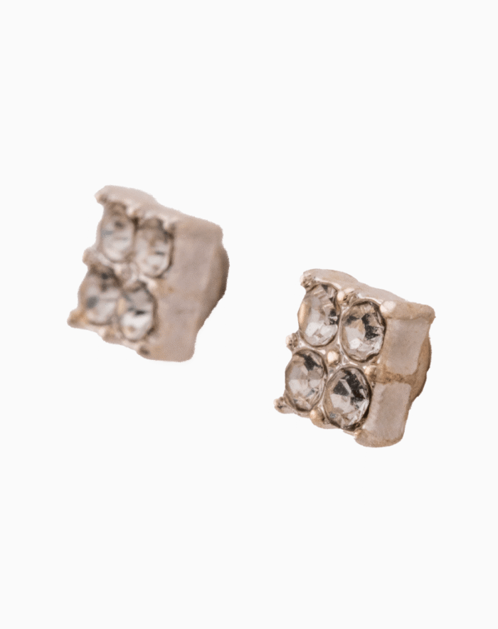`Shooka Mini Square Crystal Stud Earrings