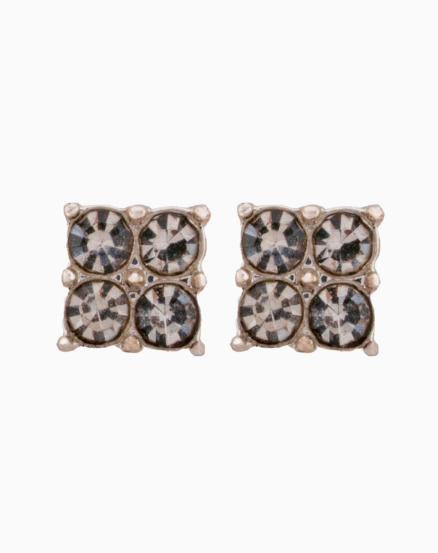 `Shooka Mini Square Crystal Stud Earrings