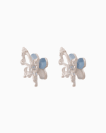 `Artistic Butterfly Stud Earrings with Blue & Cream Wings
