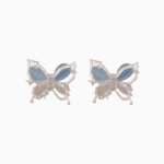 `Artistic Butterfly Stud Earrings with Blue & Cream Wings