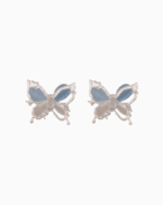 `Artistic Butterfly Stud Earrings with Blue & Cream Wings