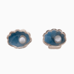 `Blue Seashell & Pearl Stud Earrings