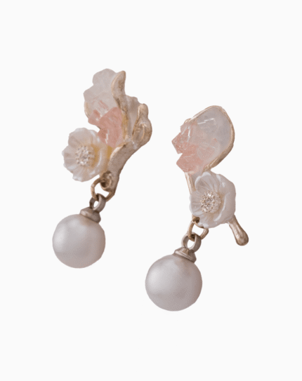 `Romantic Butterfly Wing & Pearl Dangle Earrings