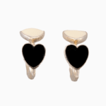 `Black Heart Enamel Hoop Earrings