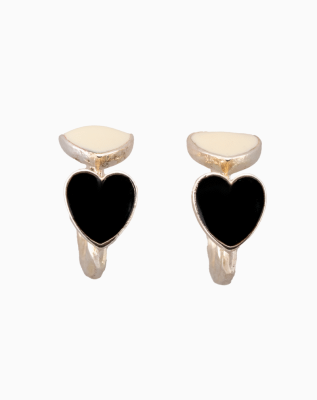 `Black Heart Enamel Hoop Earrings