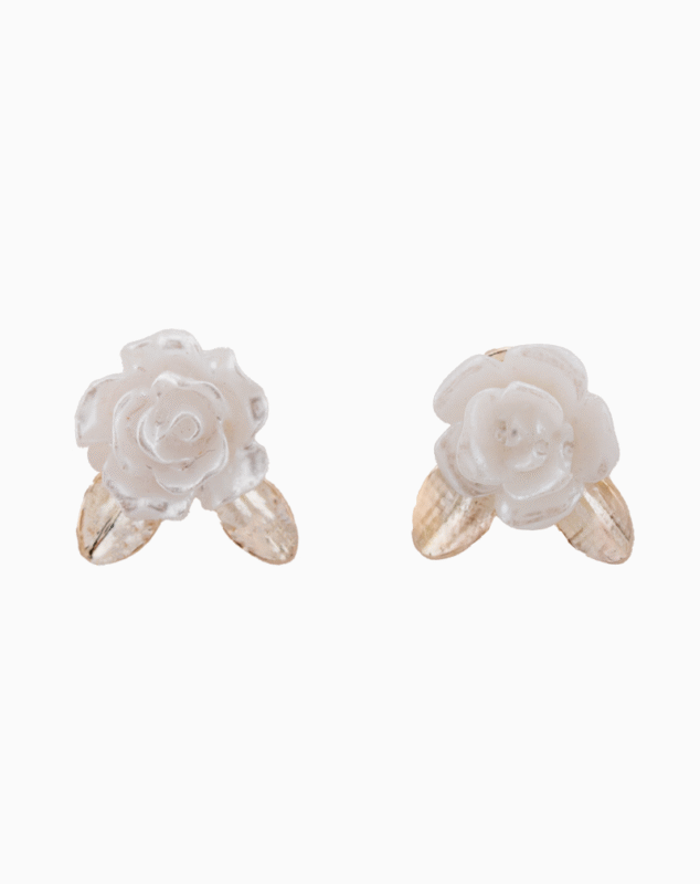 `White Rose Stud Earrings