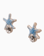 `Blue Enamel Starfish Stud Earrings