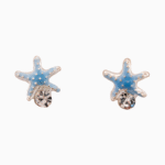 `Blue Enamel Starfish Stud Earrings