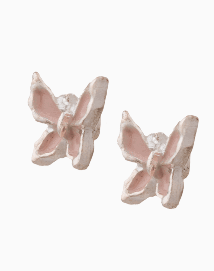 `Pink Crystal Butterfly Stud Earrings