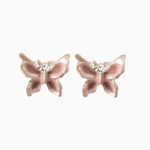 `Pink Crystal Butterfly Stud Earrings