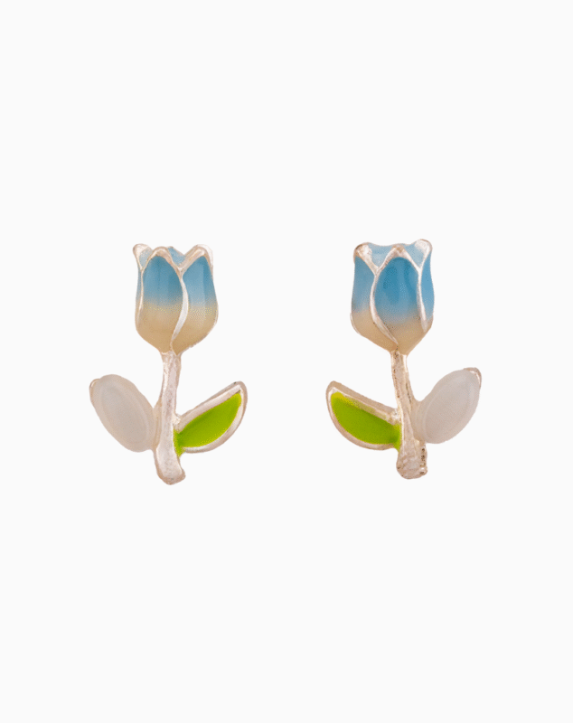 `Gradient Blue Tulip Stud Earrings