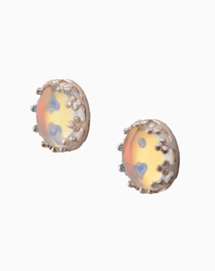 `Iridescent Opal Crown Stud Earrings