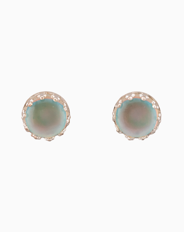 `Iridescent Opal Crown Stud Earrings