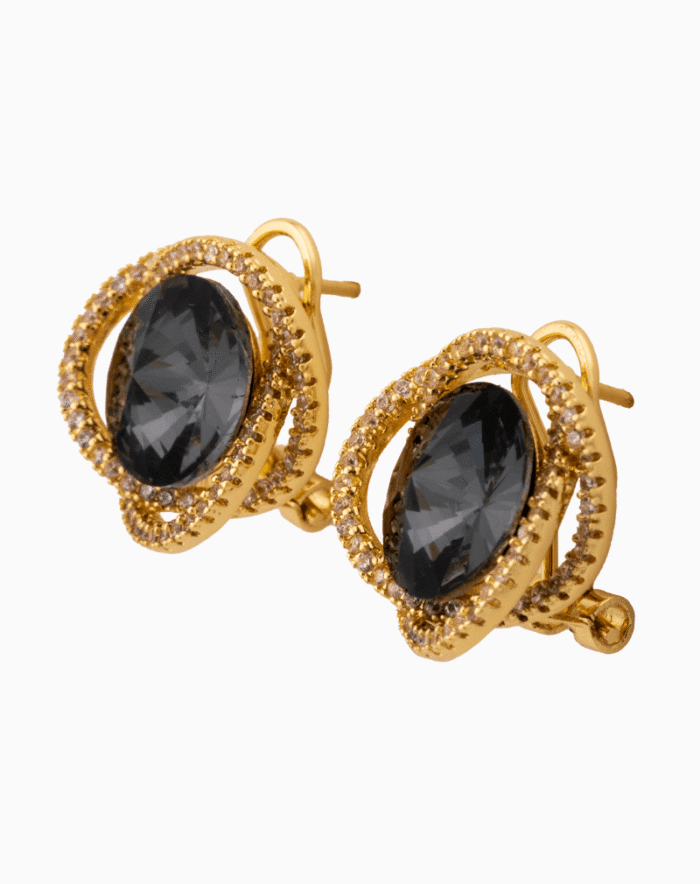 Shooka Glamorous Smoky Crystal Nest Earrings