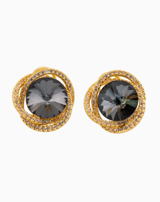 Shooka Glamorous Smoky Crystal Nest Earrings