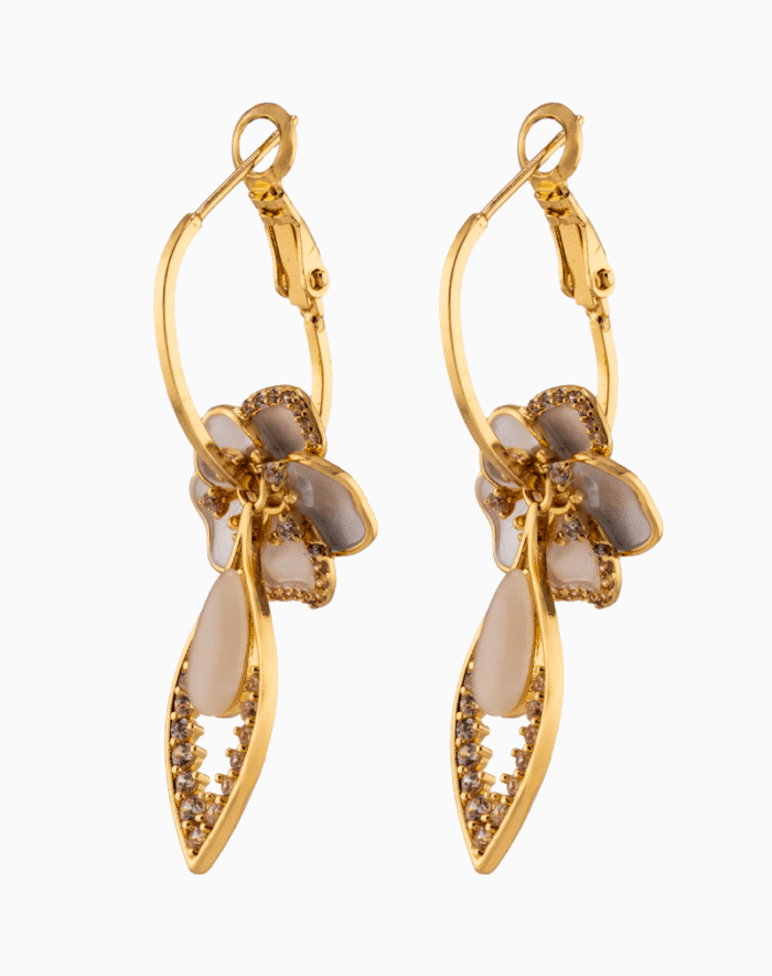 Shooka 4-in-1 Modular Gold-Plated Flower Dangle Earrings