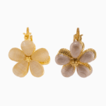 Shooka Women's Cream/Pink Cat's Eye Flower Earrings