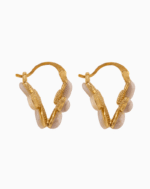 Shooka Women's Cream/Pink Cat's Eye Flower Earrings