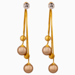 Shooka Women's Beige Pearl & Gold Dangle Earrings