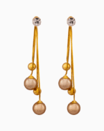 Shooka Women's Beige Pearl & Gold Dangle Earrings