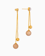 Shooka Women's Beige Pearl & Gold Dangle Earrings
