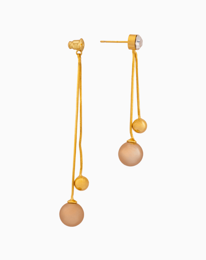 EAWGOCXX01000022-2 Shooka Women's Beige Pearl & Gold Dangle Earrings