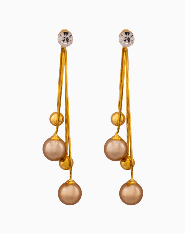 Shooka Women's Beige Pearl & Gold Dangle Earrings