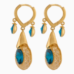 Shooka Women's Luxury Mesh Dangle Earrings with Blue Crystal