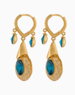 Shooka Women's Luxury Mesh Dangle Earrings with Blue Crystal