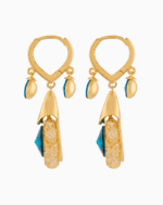 Shooka Women's Luxury Mesh Dangle Earrings with Blue Crystal
