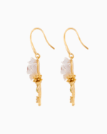 Shooka Women's White Rose Branch Dangle Earrings