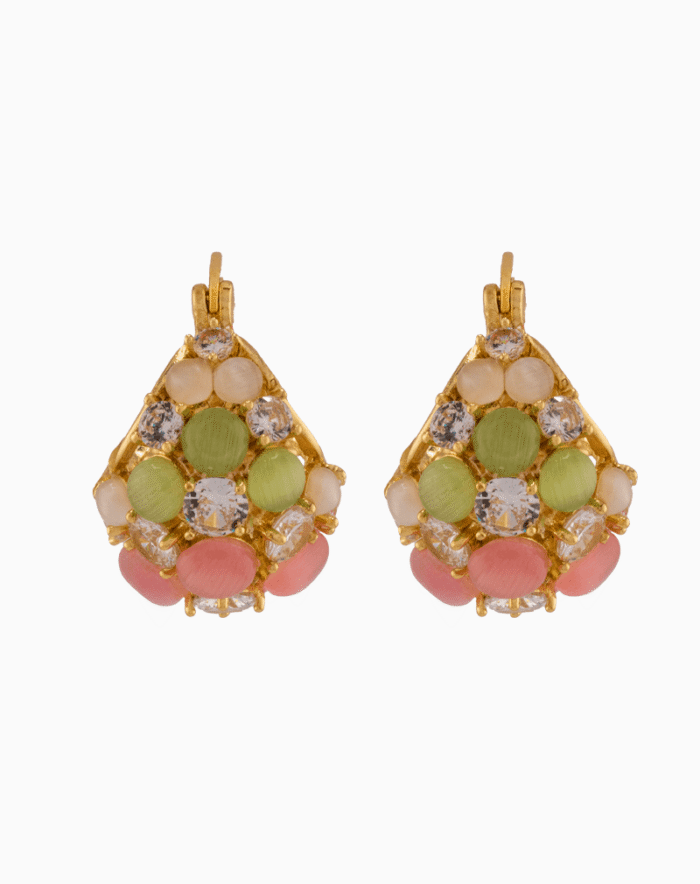 Shooka Women's Wide Hoop Earrings with Pastel Gemstones & Crystals