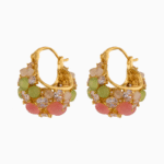 Shooka Women's Wide Hoop Earrings with Pastel Gemstones & Crystals