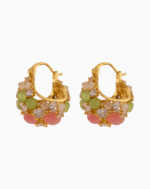 Shooka Women's Wide Hoop Earrings with Pastel Gemstones & Crystals
